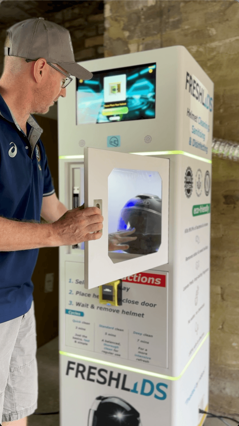 Place helmet in the chamber